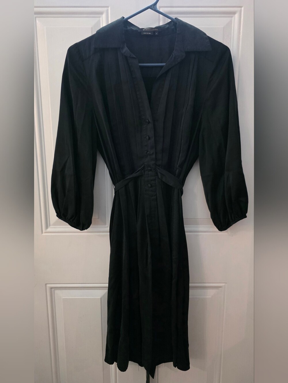 BCBGMaxAzria Black Button-Front Midi Shirt Dress